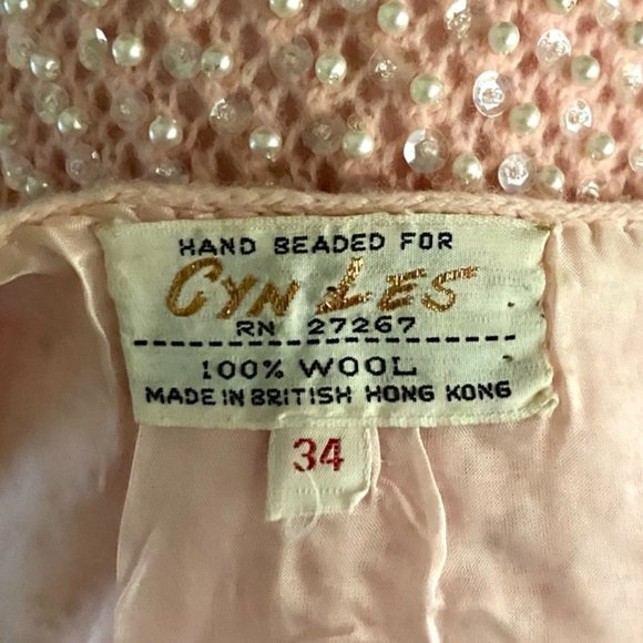 Vintage Cyn Les Seed Pearl Sequin Wool Top Size Small - Picture 6 of 6